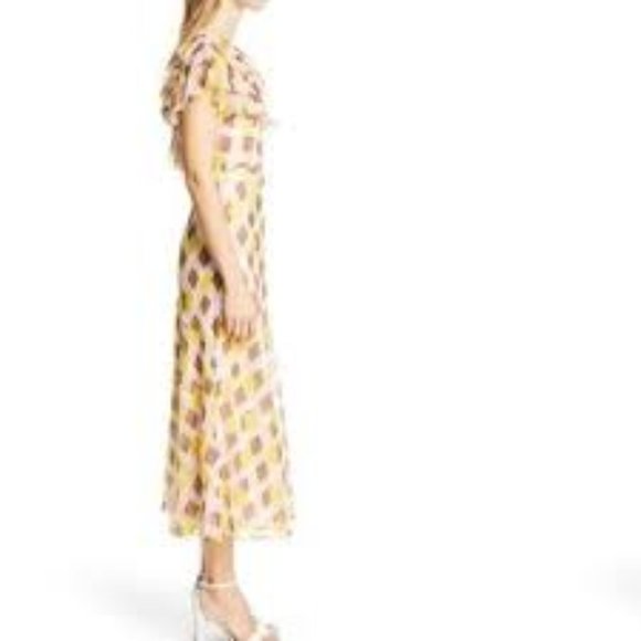 KATE SPADE Geo Print Ruffle Silk Midi Dress - Picture 5 of 11